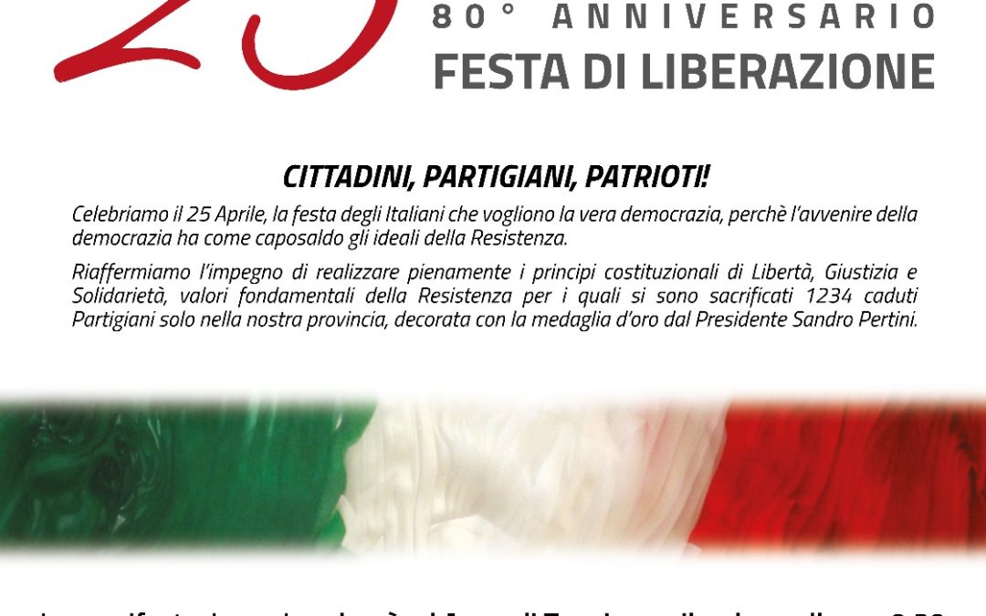 Ricorrenza del 25 Aprile: il programma per l’80° Anniversario della Liberazione ad Arma di Taggia