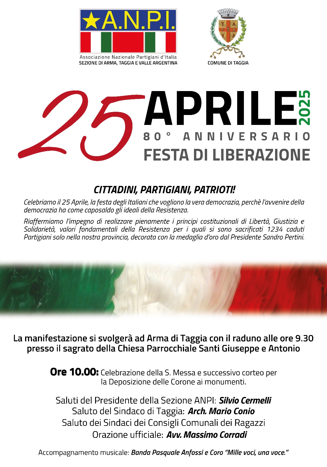 Ricorrenza del 25 Aprile: il programma per l’80° Anniversario della Liberazione ad Arma di Taggia Arma di Taggia (IM) – Il Comune di Taggia e la sezione locale dell’Associazione Nazionale Partigiani d’Italia (ANPI) si apprestano a commemorare l’ottantesimo anniversario della Liberazione con una serie di…