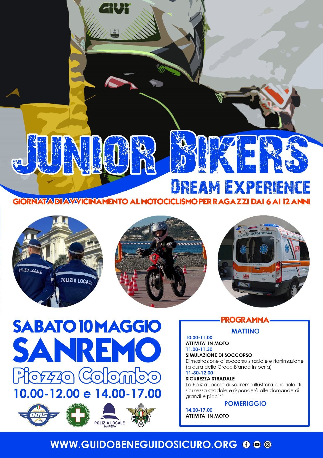 Piazza Colombo si trasforma in un circuito per giovani bikers: educazione e divertimento nel segno della sicurezza stradale Sanremo – Sabato 10 maggio, Piazza Colombo si animerĂ con l’evento “Junior Bikers – Dream Experience”, una giornata interamente dedicata ai bambini dai 6 ai 12 anni per imparare i…